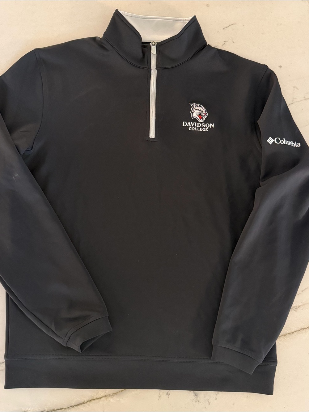 Davidson College Wildcats Quarter Zip Pullover Size Medium Columbia Golf Black